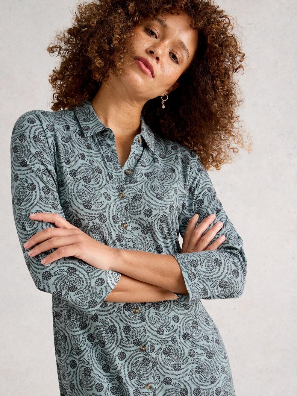 Rua Jersey Collared Shirt Dress