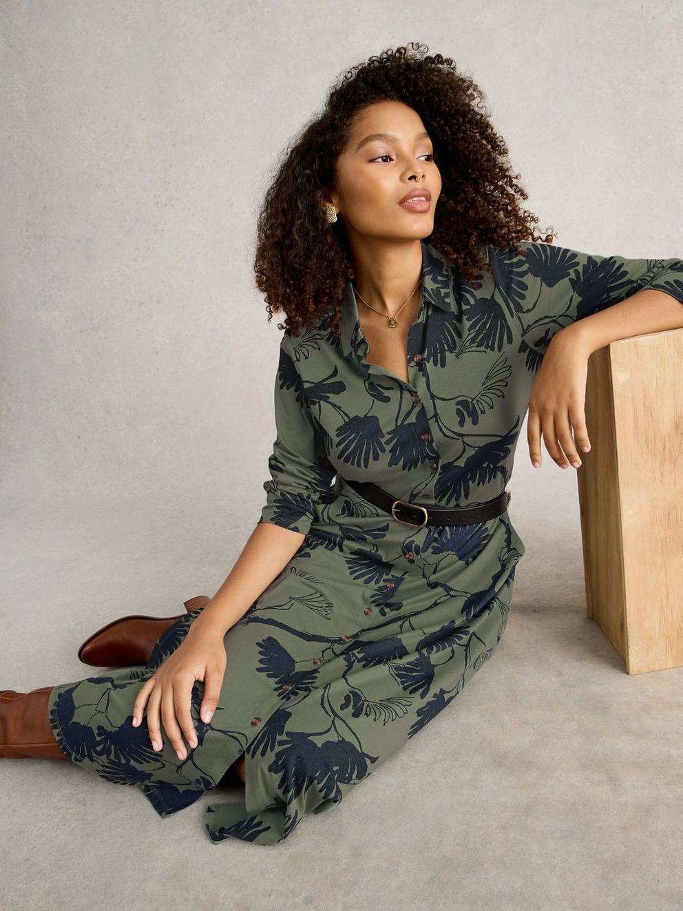 Rua Jersey Collared Shirt Dress