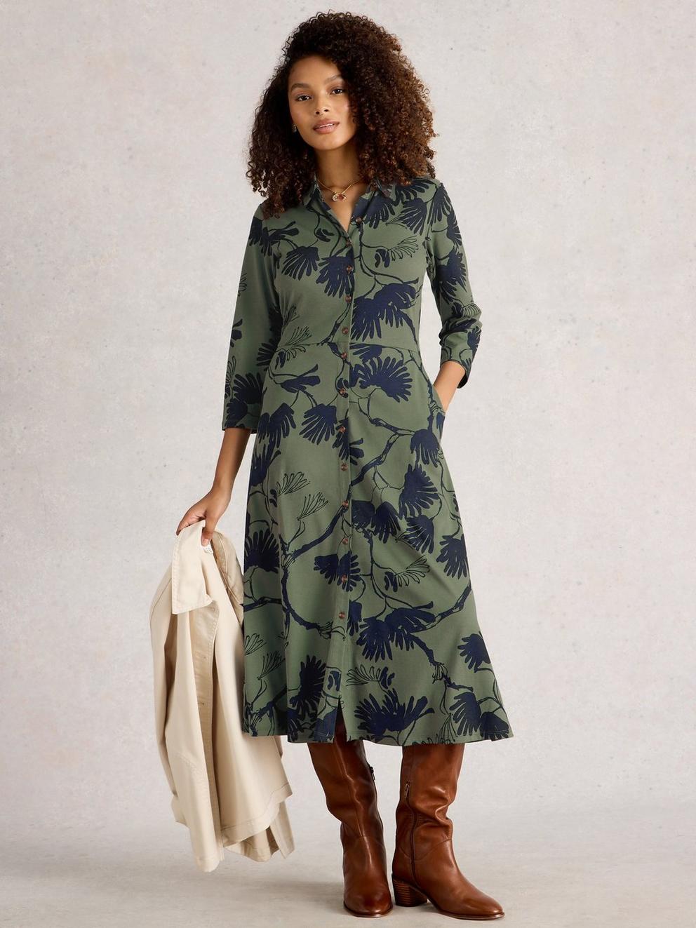 Rua Jersey Collared Shirt Dress