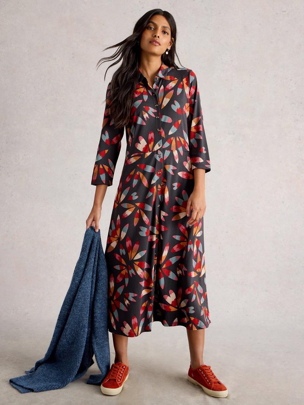 Rua Jersey Collared Shirt Dress