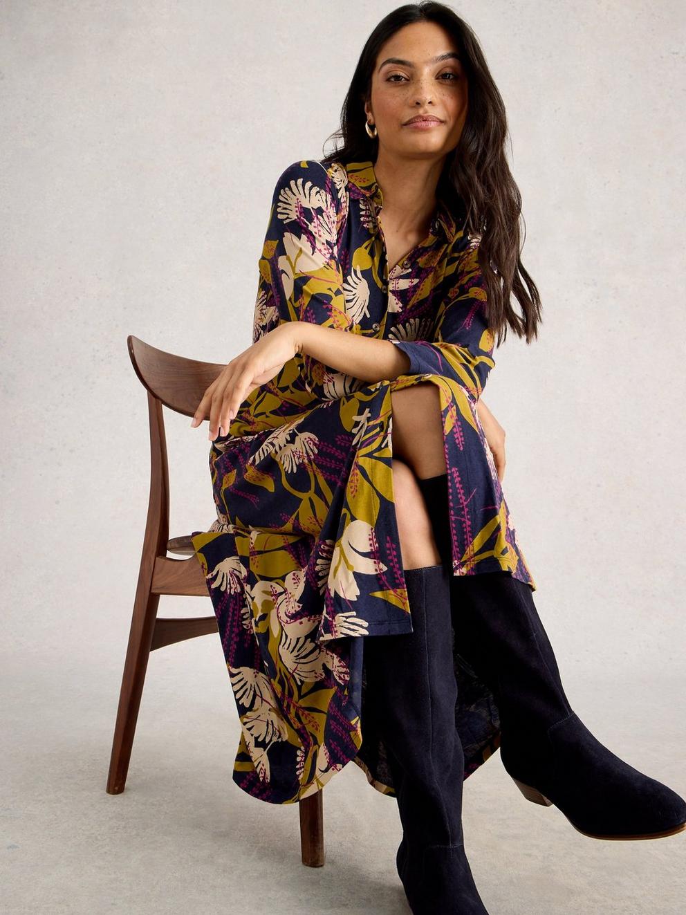 Rua Jersey Collared Shirt Dress