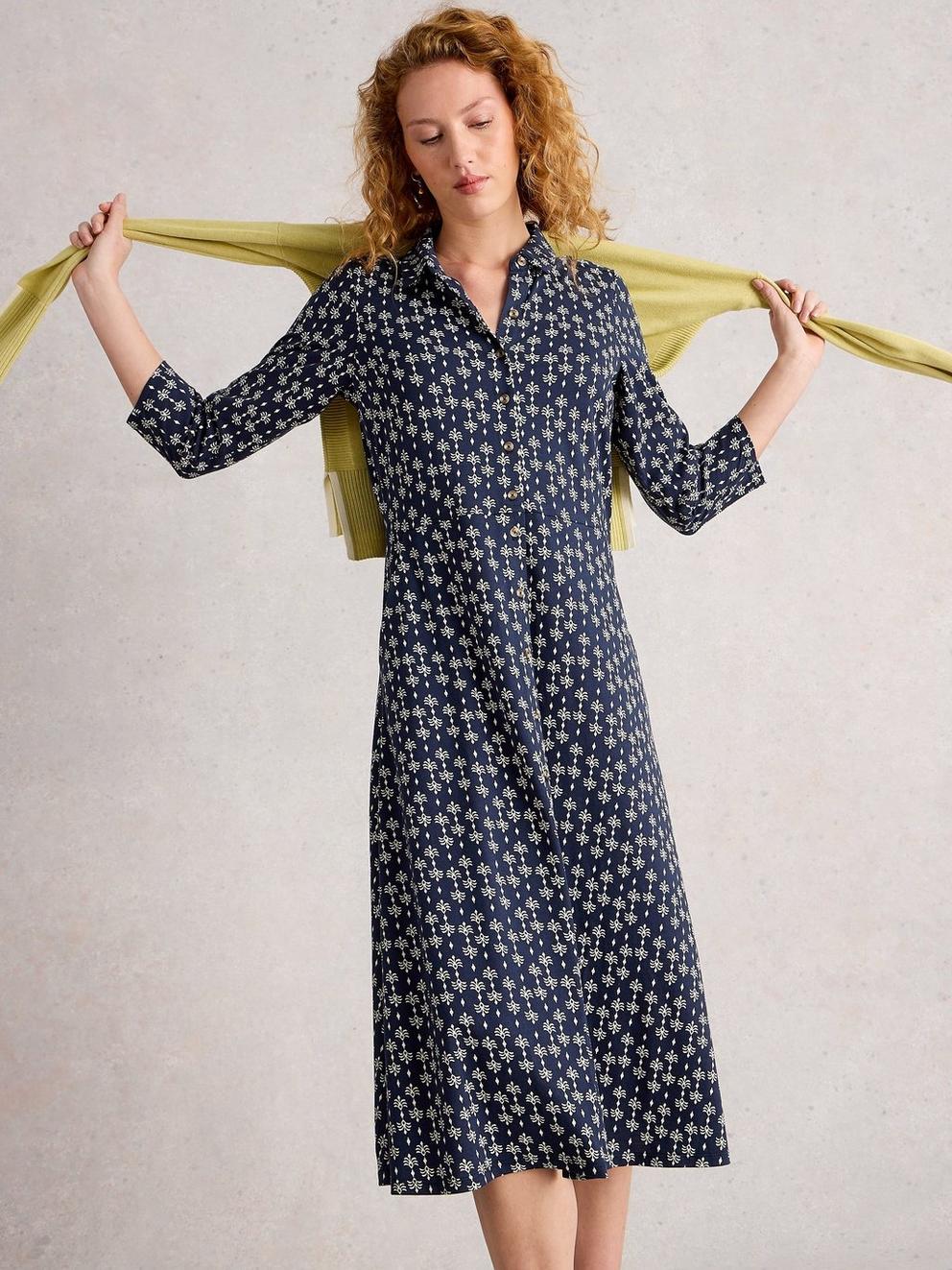 Rua Jersey Collared Shirt Dress
