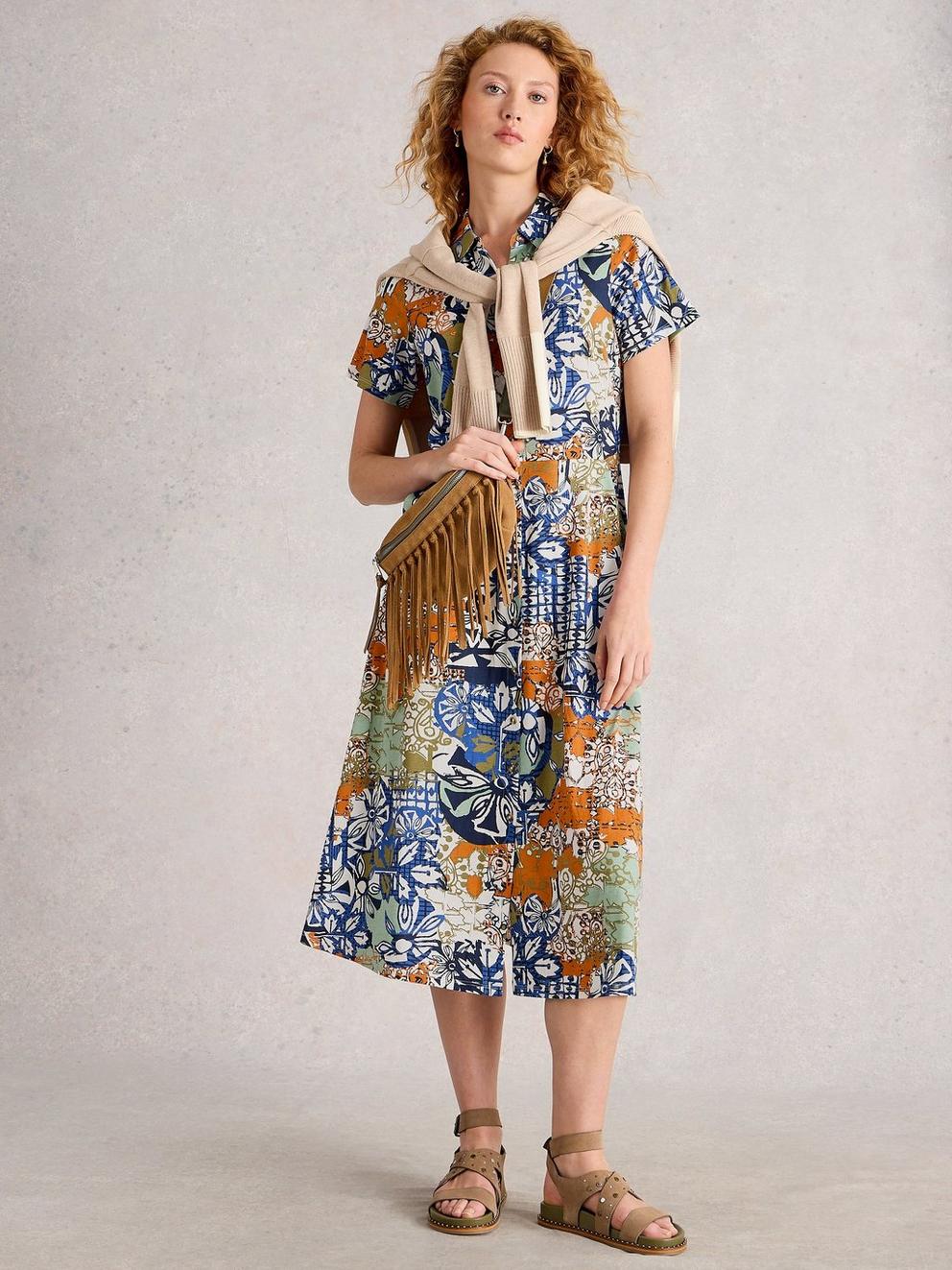 Rua Jersey Collared Shirt Midi Dress