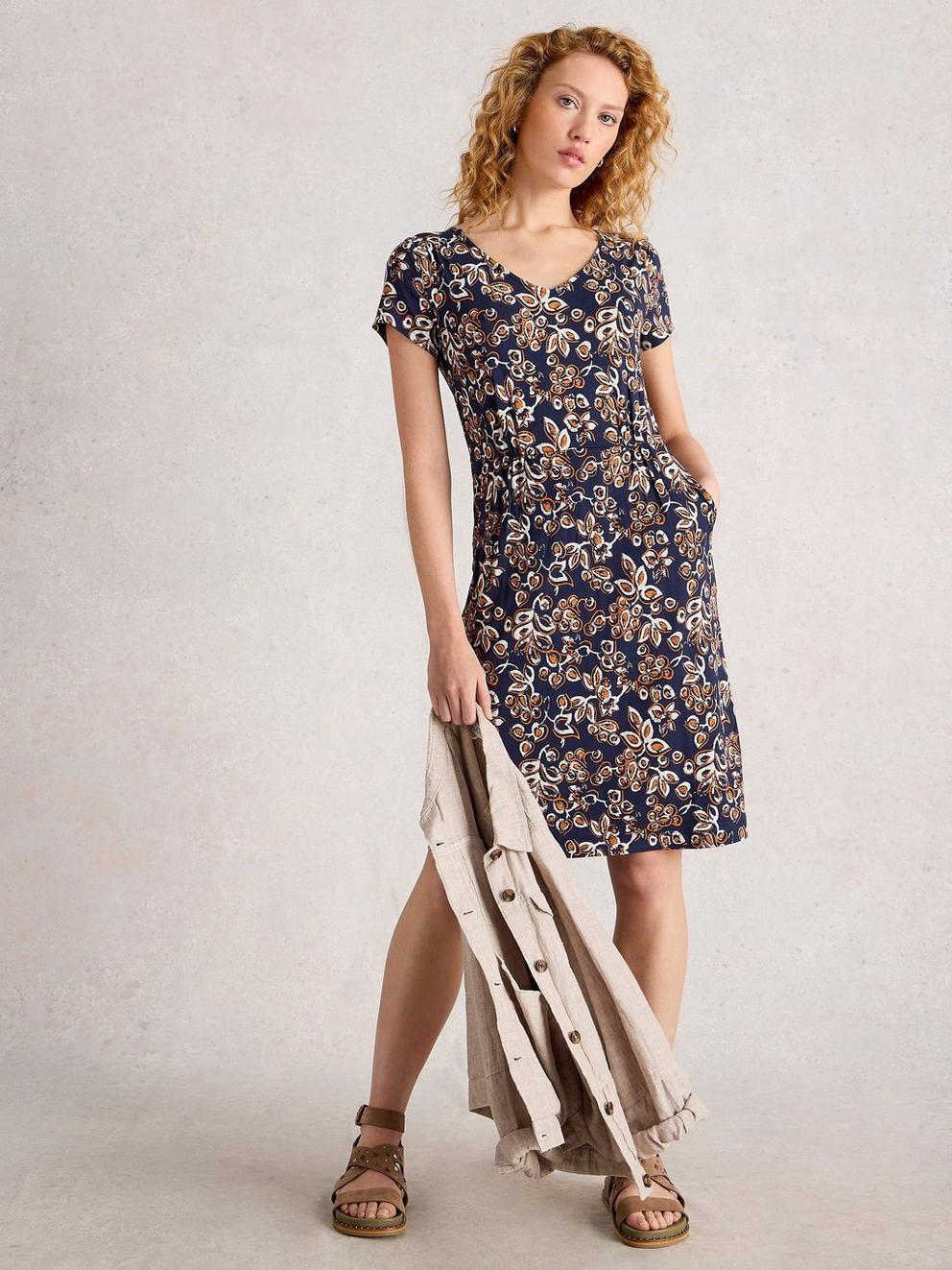 Tallie Jersey Short Sleeve V Neck Dress