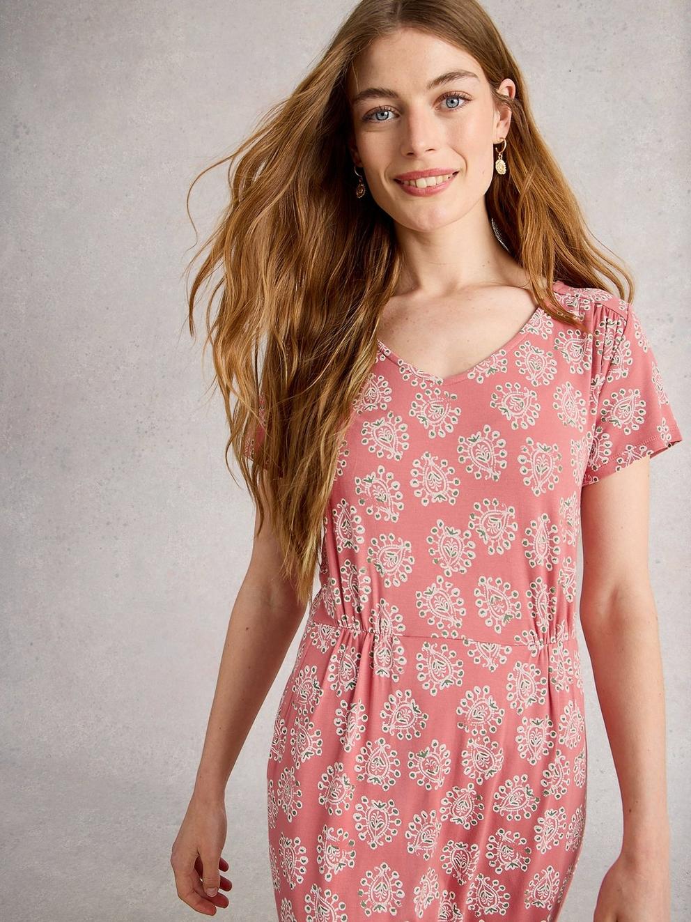 Tallie Jersey Short Sleeve V Neck Dress