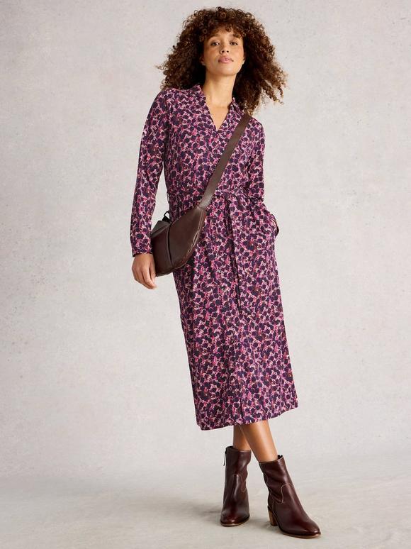 Annie Jersey Collared Shirt Midi Dress
