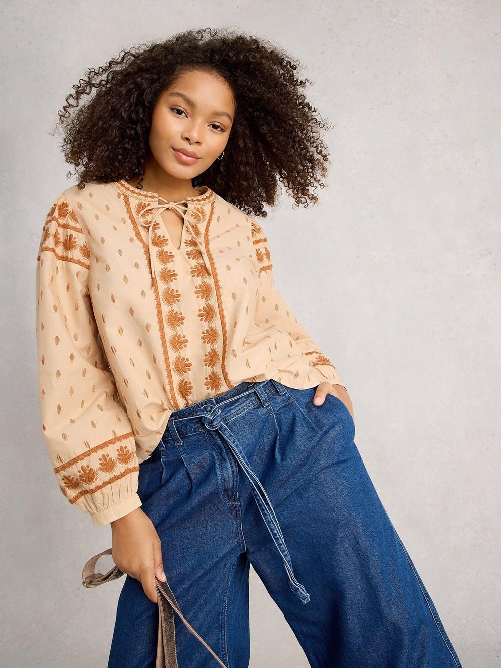 Lila Embroidered Top