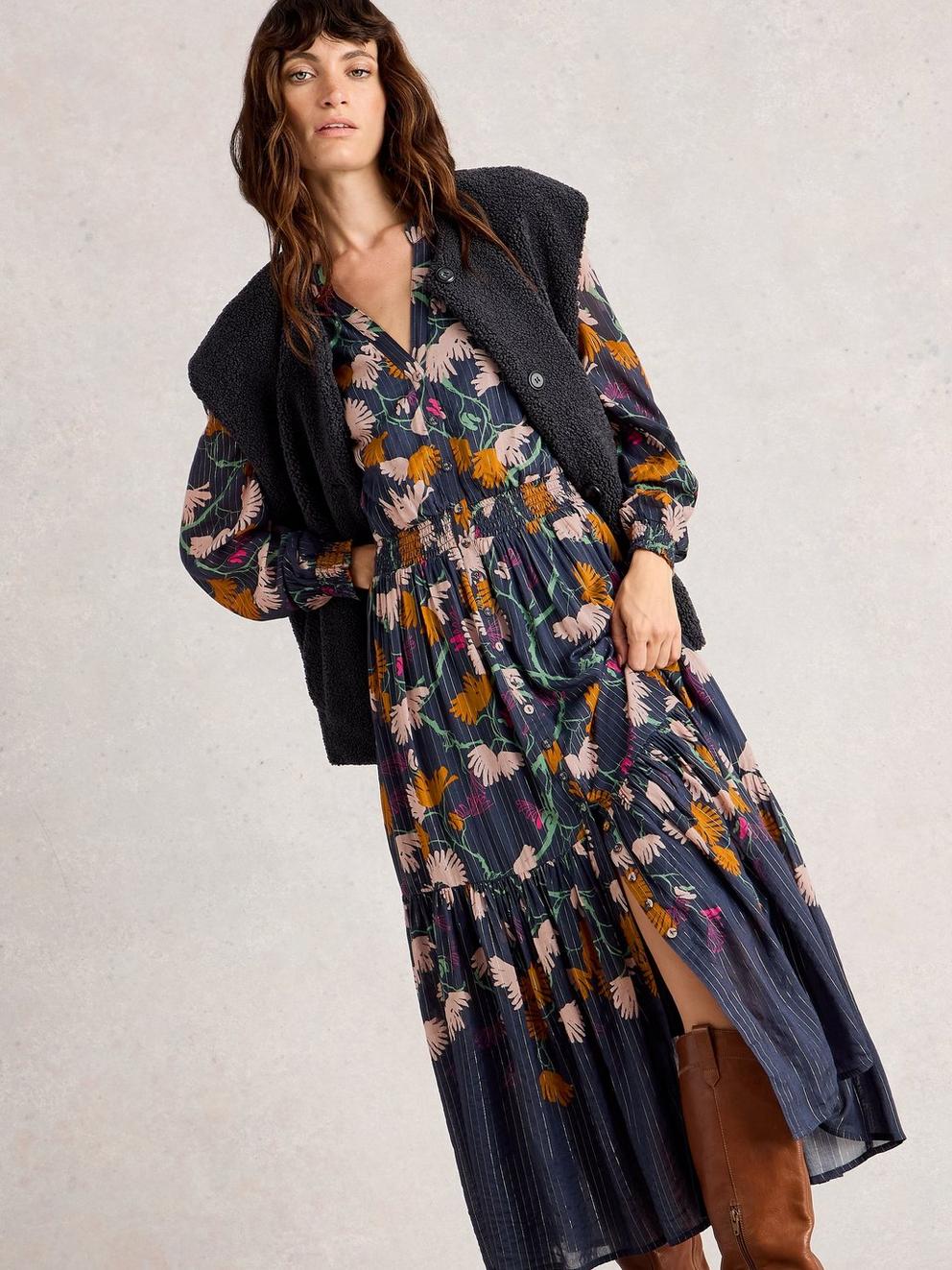 Yuki Metallic Midi Dress