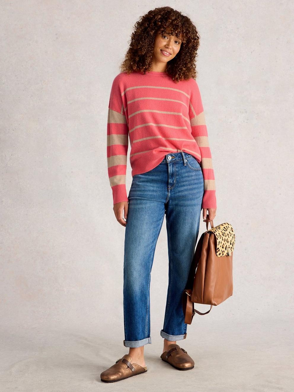 STRIPE CREW CASHMERE JUMPER
