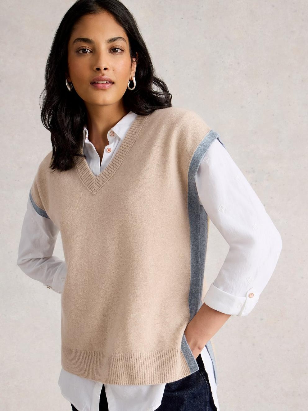 CASHMERE V NECK TANK