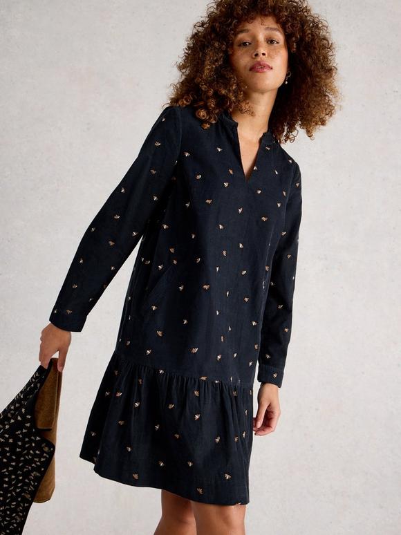 Daria Cord Embroidered Dress