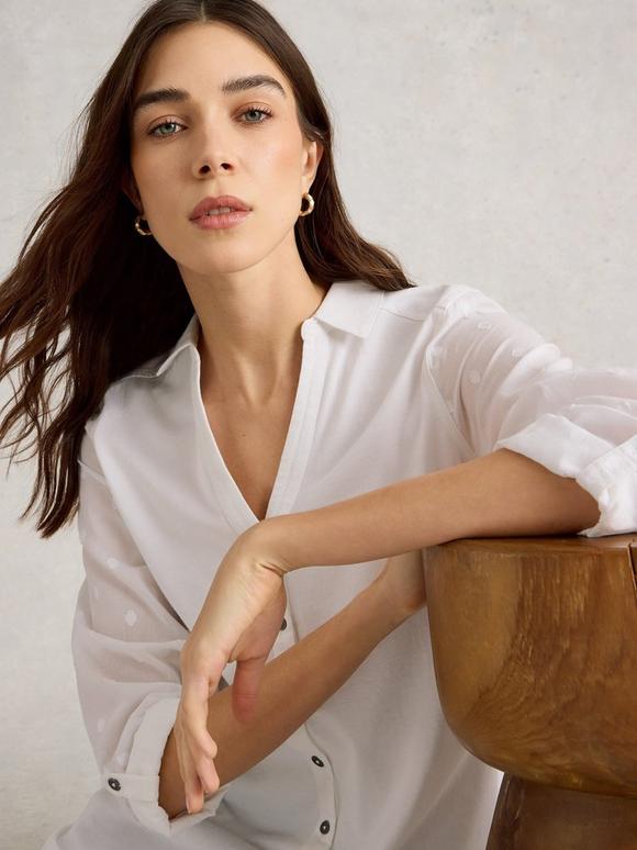 ANNIE COTTON LONGLINE SHIRT