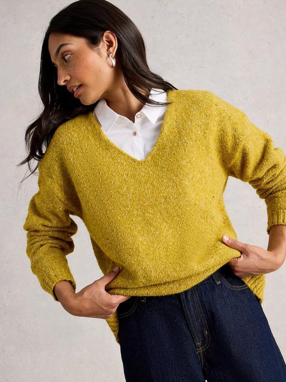 TEXTURED V NECK LONG SLEEVE JUMPER