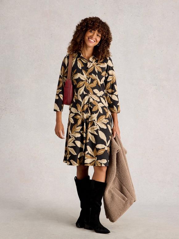 Ria Jersey Shirt Collared Dress