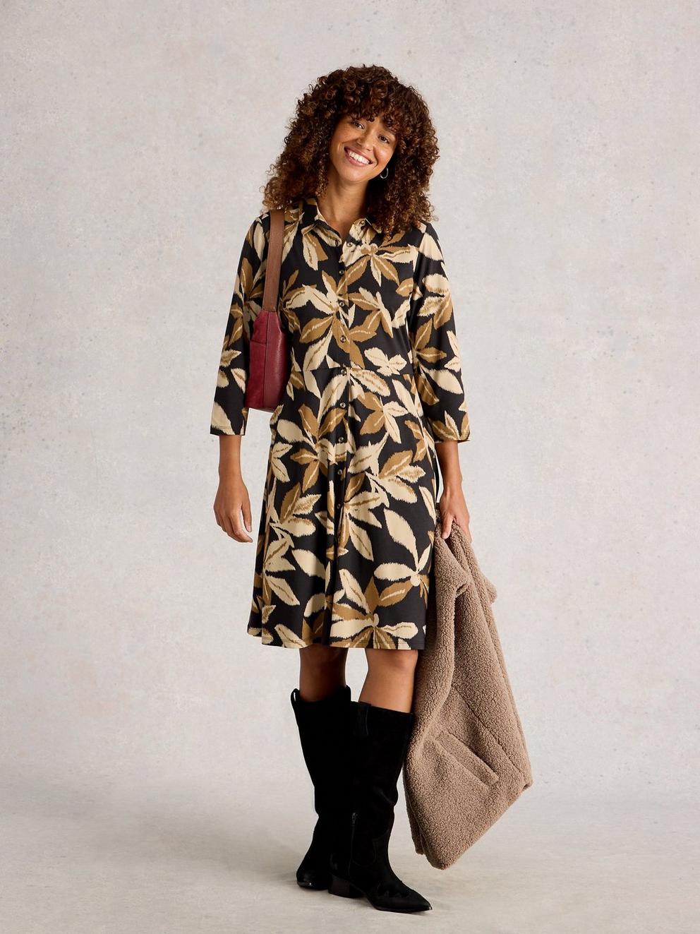 Ria Jersey Shirt Collared Dress