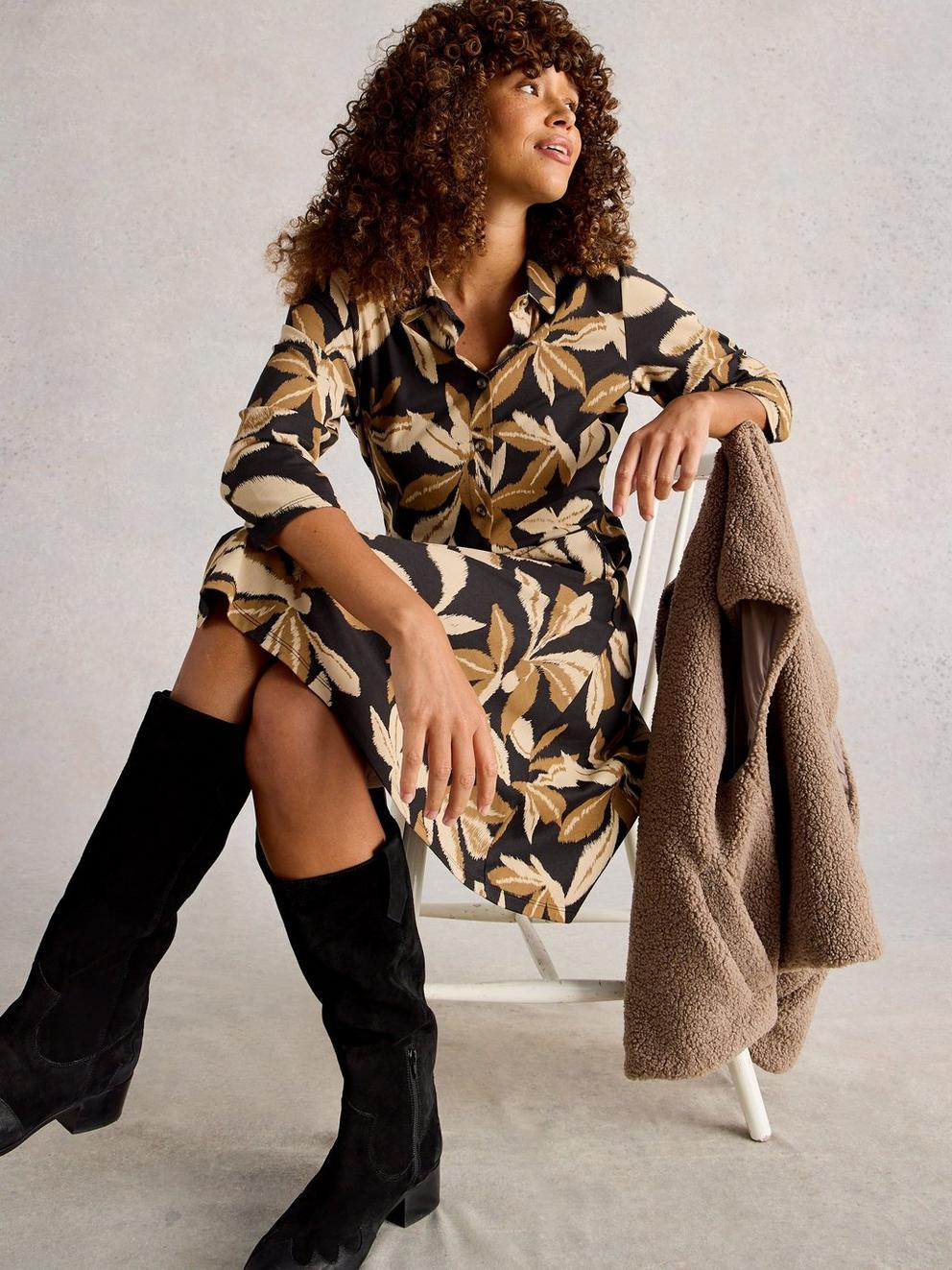 Ria Jersey Shirt Collared Dress