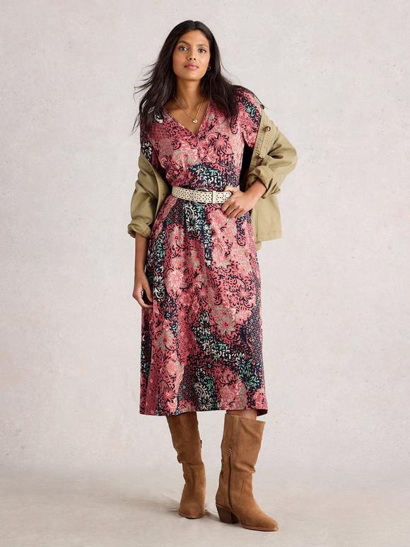 Megan Jersey V Neck Midi Dress