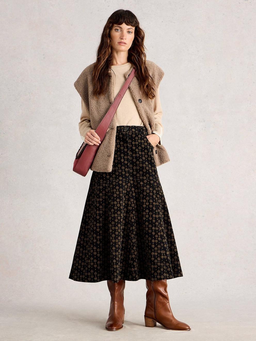 Quinn Cord Midi Skirt