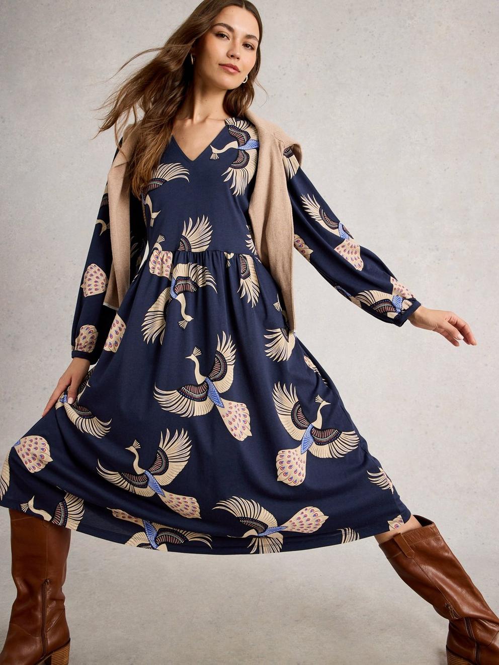 Leah Notch Neck Jersey Dress