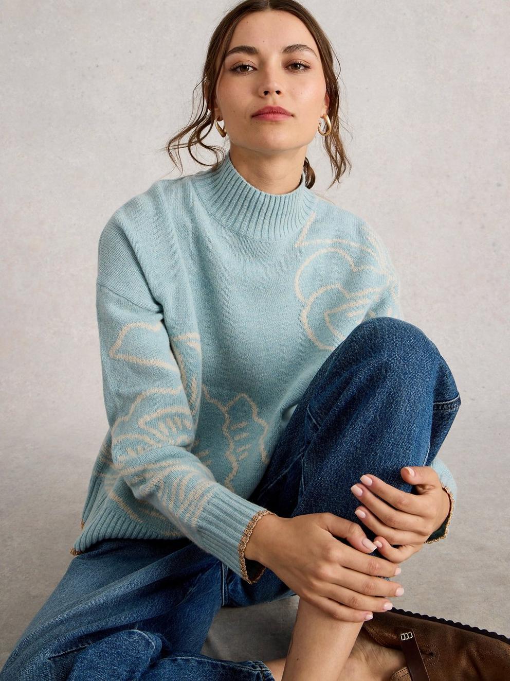 FENELLA FLORAL WOOL BLEND JUMPER