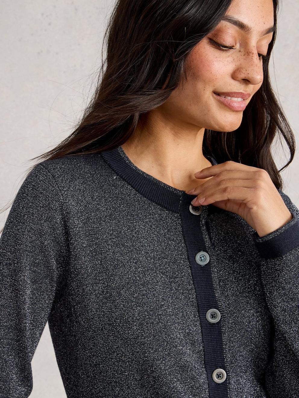 CHARLOTTE CREW NECK SPARKLE CARDI