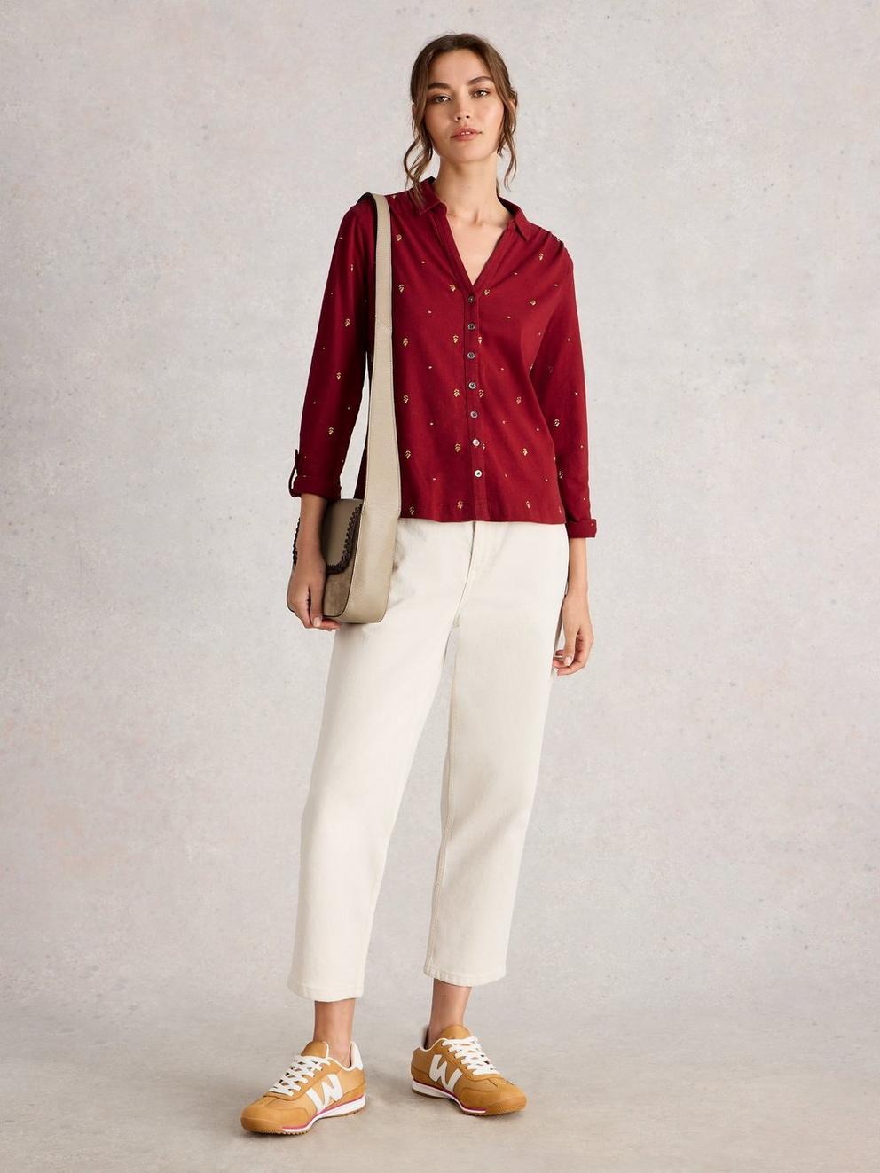 ANNIE EMBROIDERED JERSEY COLLARED SHIRT