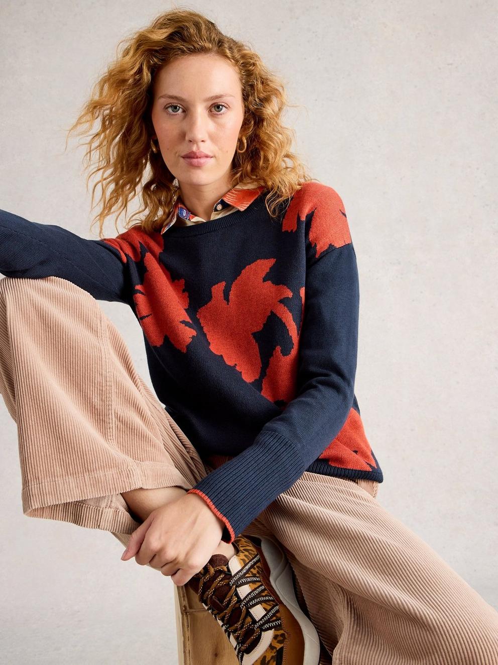 OLIVE FLORAL CREW NECK JUMPER