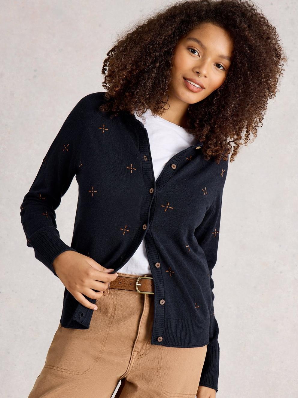 LULU LONG SLEEVE EMBROIDERED CARDI