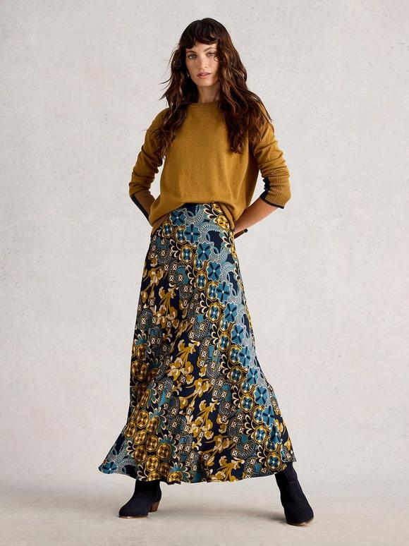 Hope Bias Cut Maxi Print Skirt