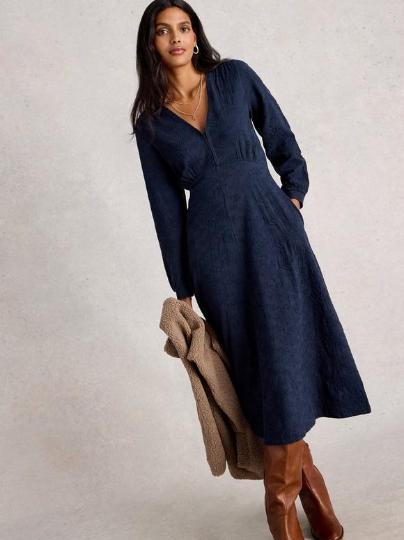 Megan Embroidered Jersey Midi Dress