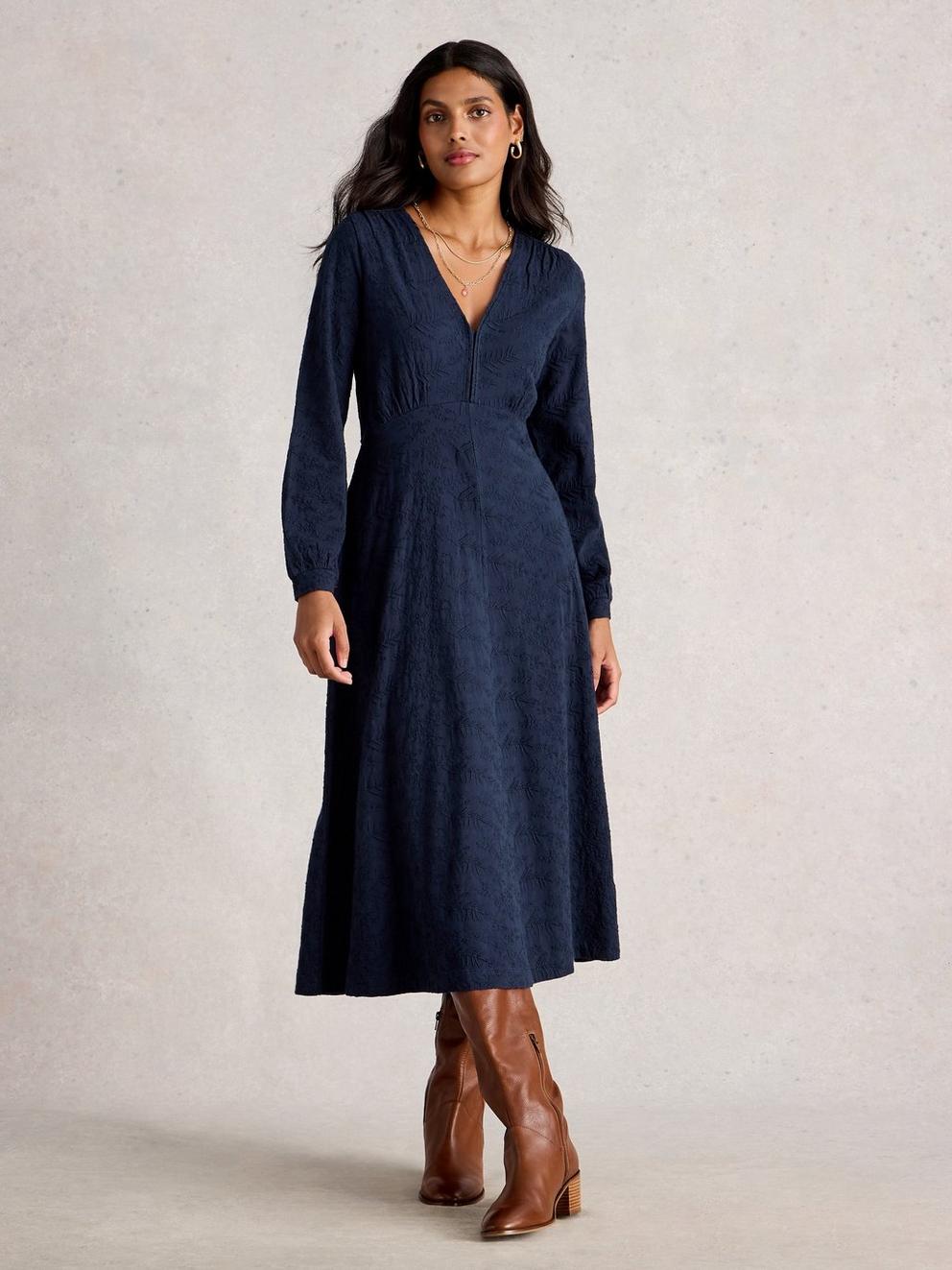 Megan Embroidered Jersey Midi Dress