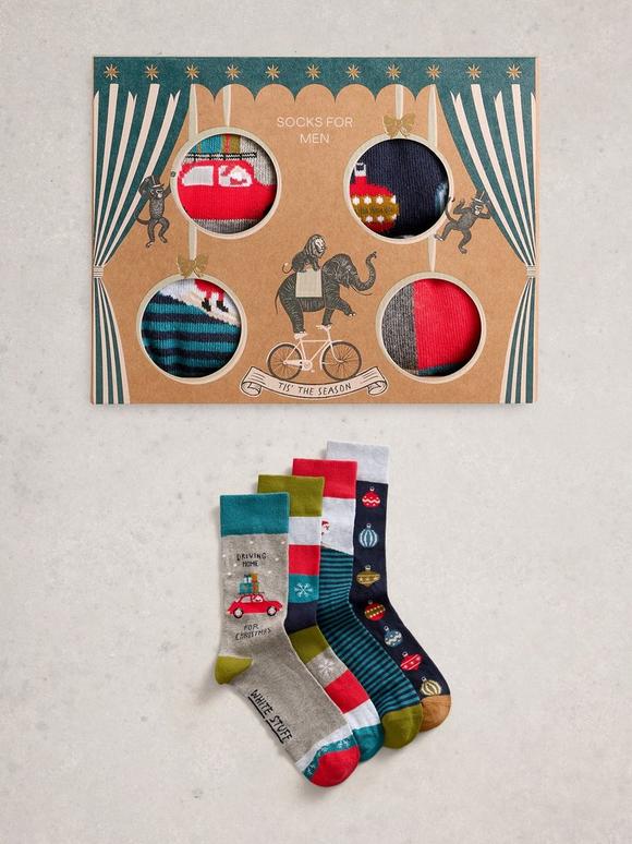 4 Pack Xmas Ankle Socks