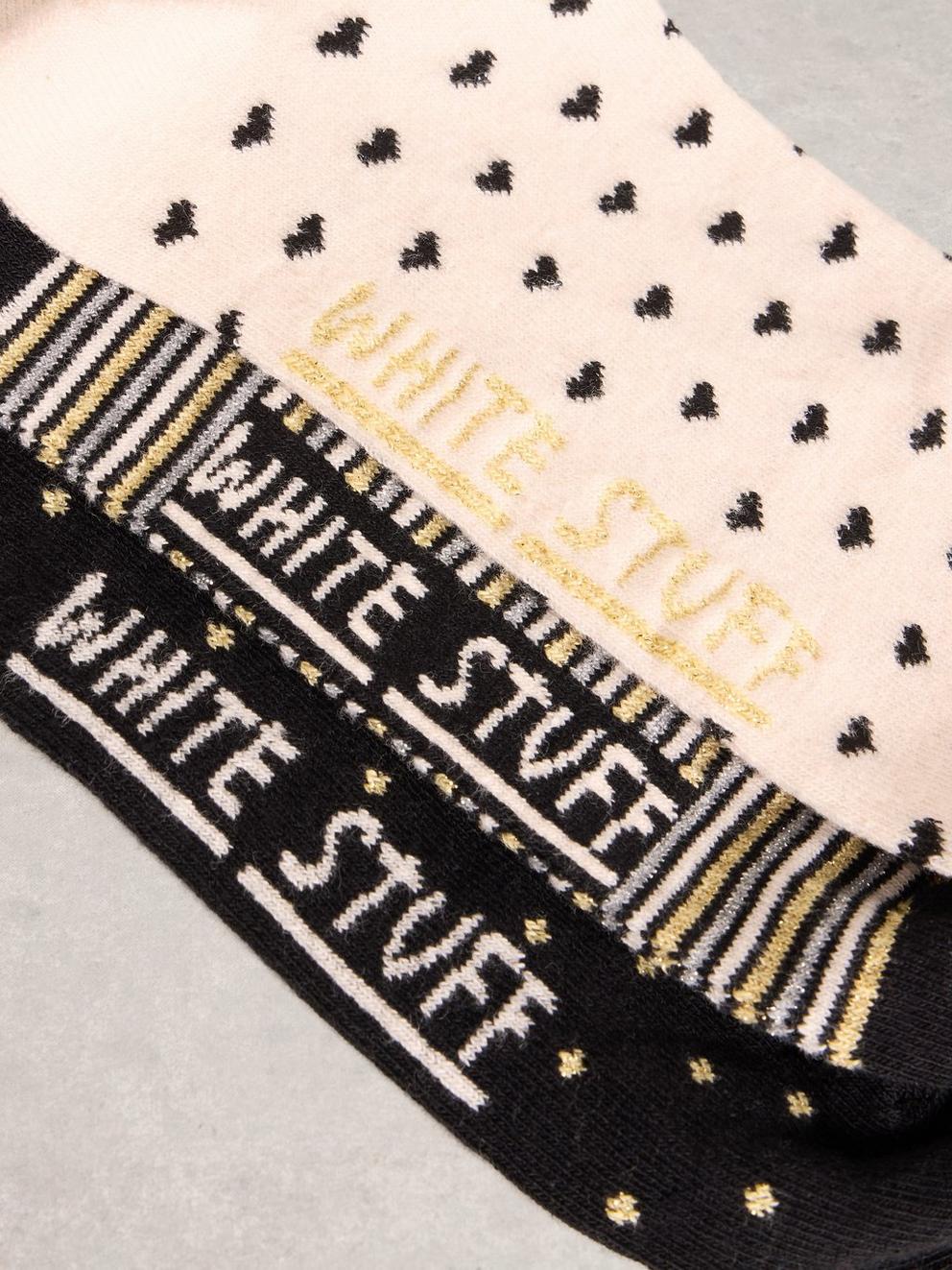 3 Pack Sparkle Ankle Socks