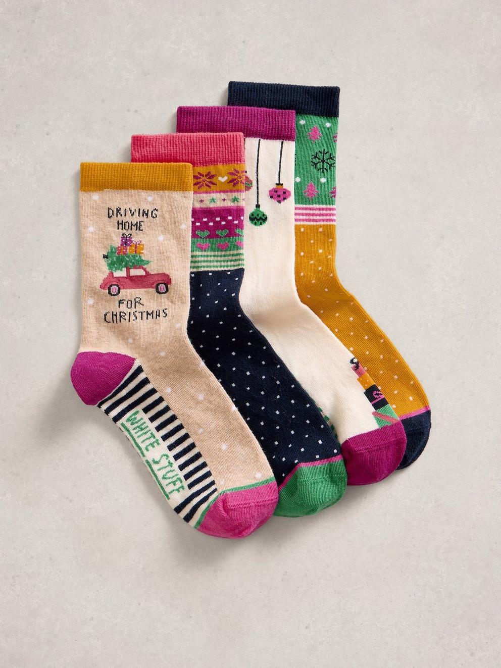 Xmas Ankle Socks 4 Pack
