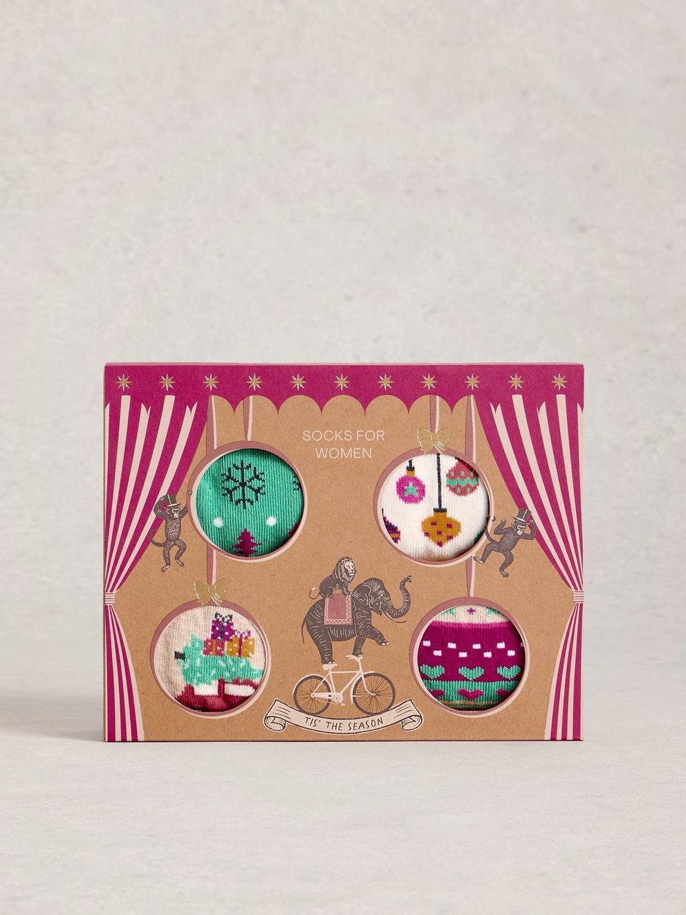 Xmas Ankle Socks 4 Pack