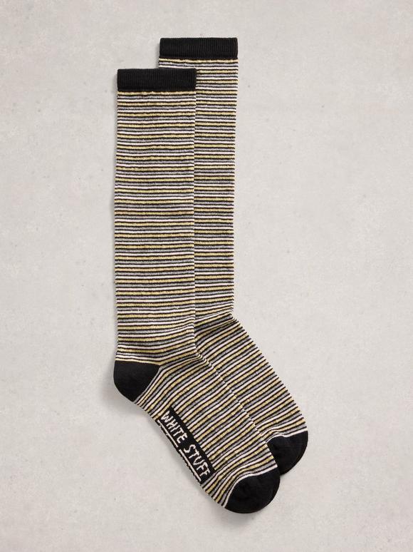 Metallic Stripe High Sock