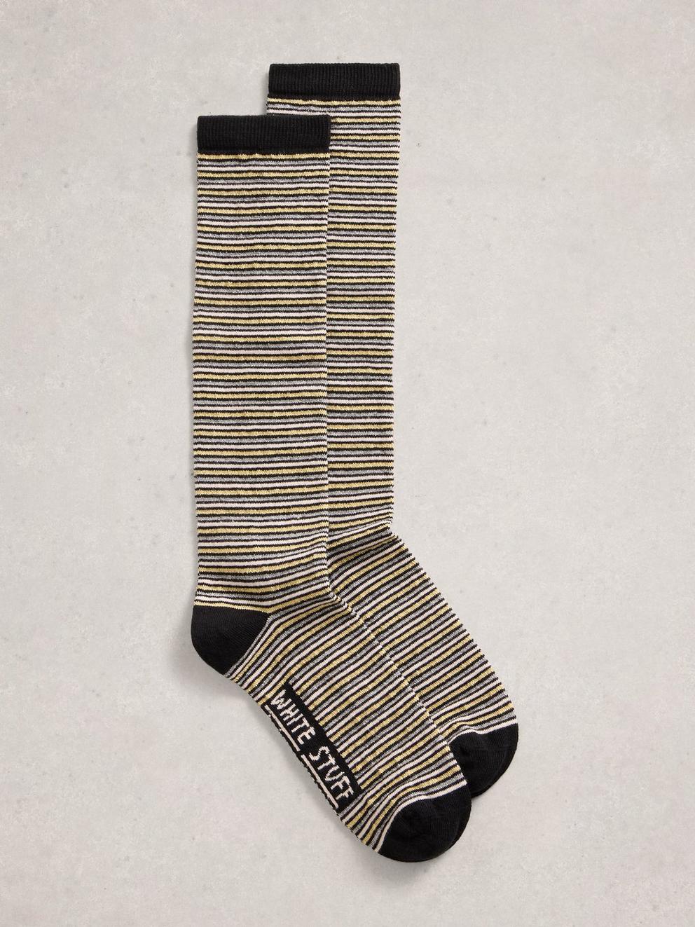 Metallic Stripe High Sock