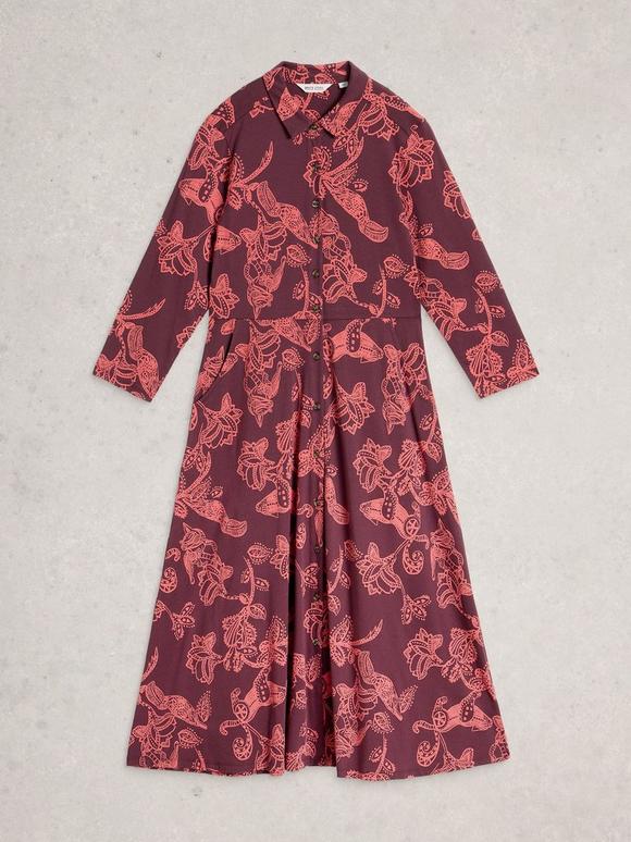 Pia Jersey Collared Shirt Dress