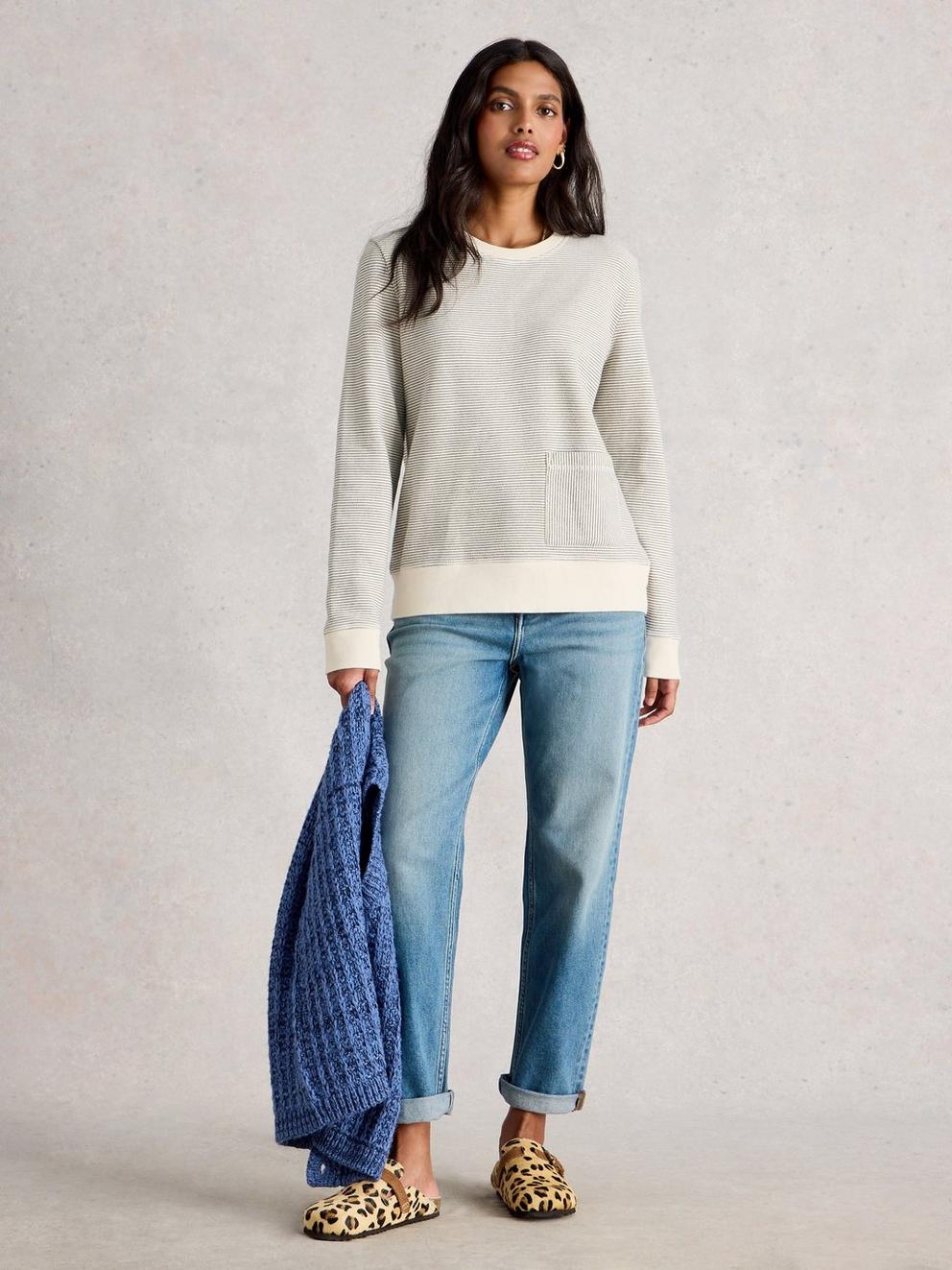 STRIPE CREW NECK SWEAT