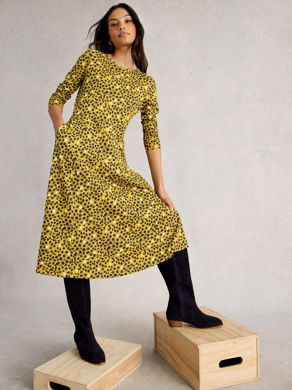 Madeline Cew Neck Jersey Midi Dress