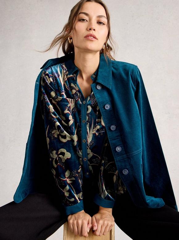 Sophie Printed Velvet Shirt
