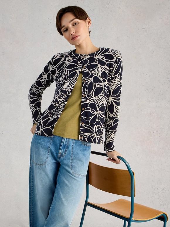 LULU CREW NECK PRINT CARDI