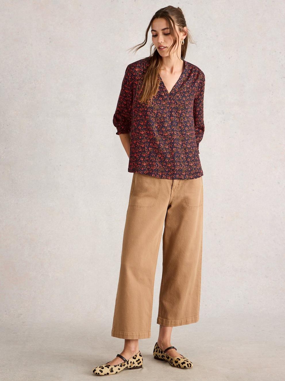 Elisa Print V Neck Top