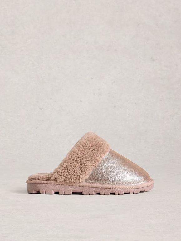 Shearling Suede Slipper Mule