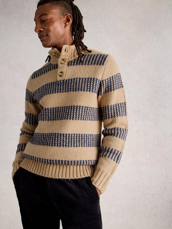 Baxton Stripe Button Neck