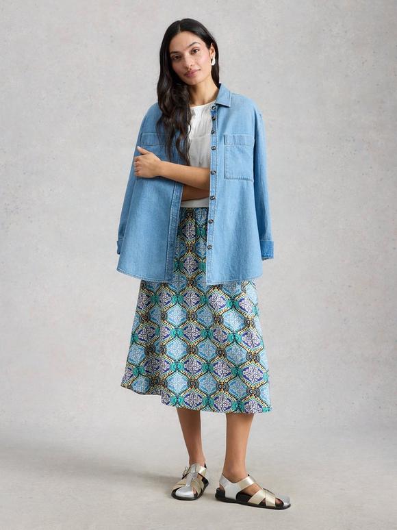 Shelly Linen Blend Midi Skirt
