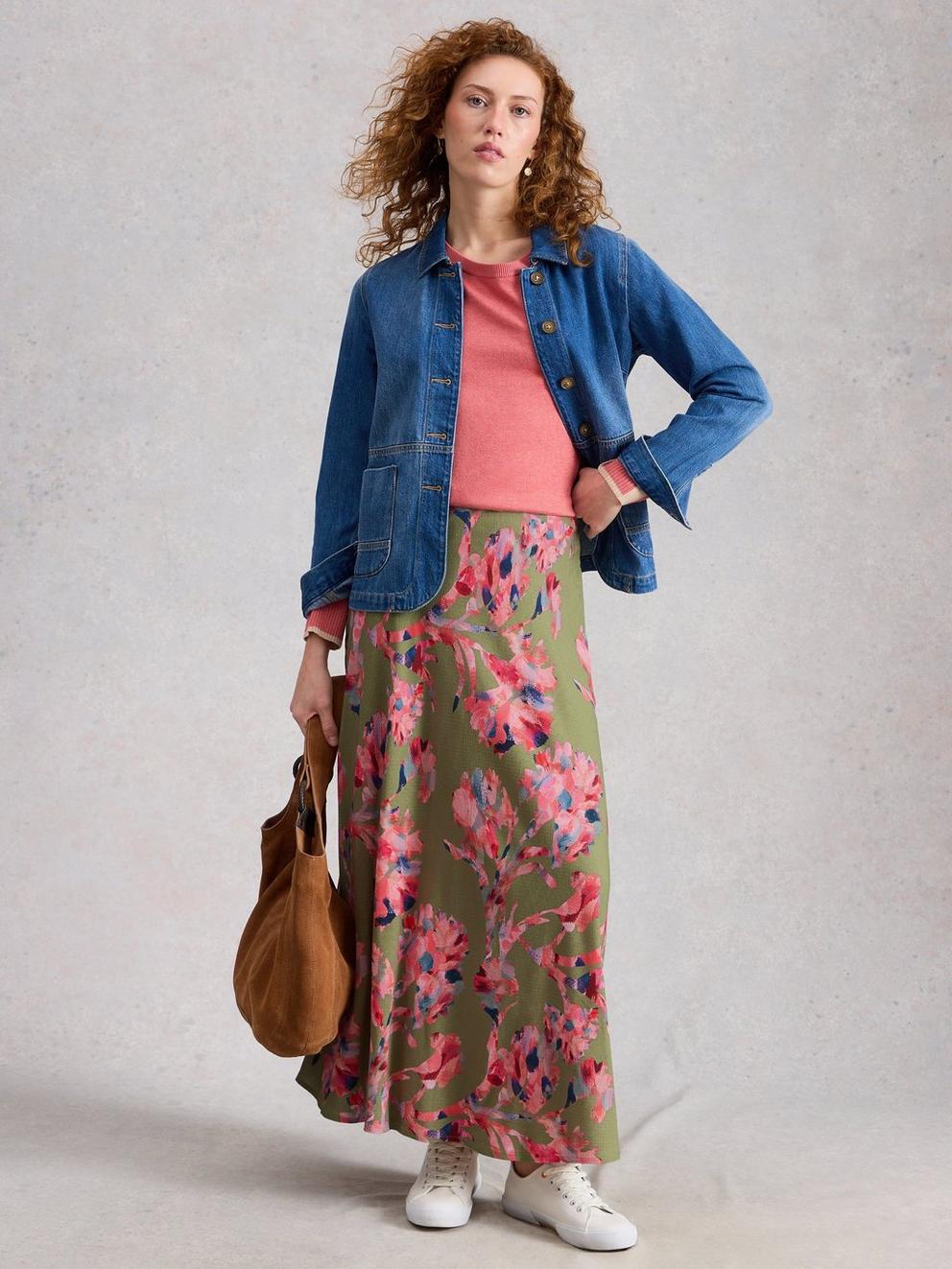 Hope Print Bias Cut Maxi Skirt