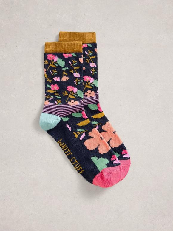 Floral Stripe Ankle Sock
