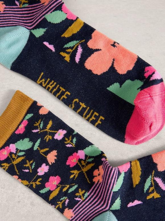 Floral Stripe Ankle Sock