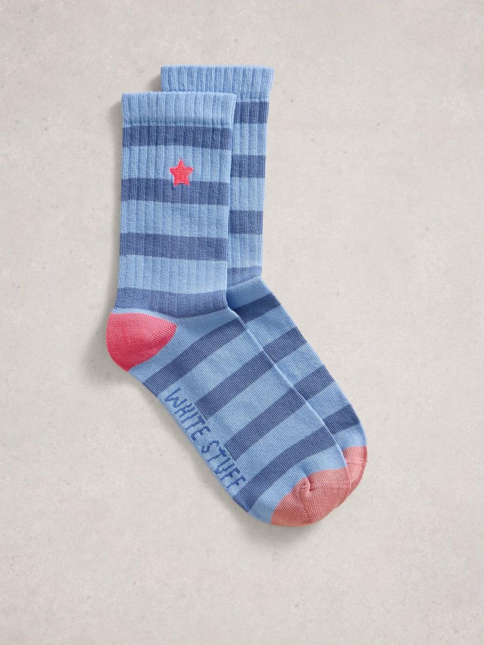 Embroidered Star Rib Sock